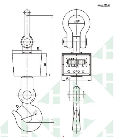 帥華大噸位直視吊秤規格尺寸圖